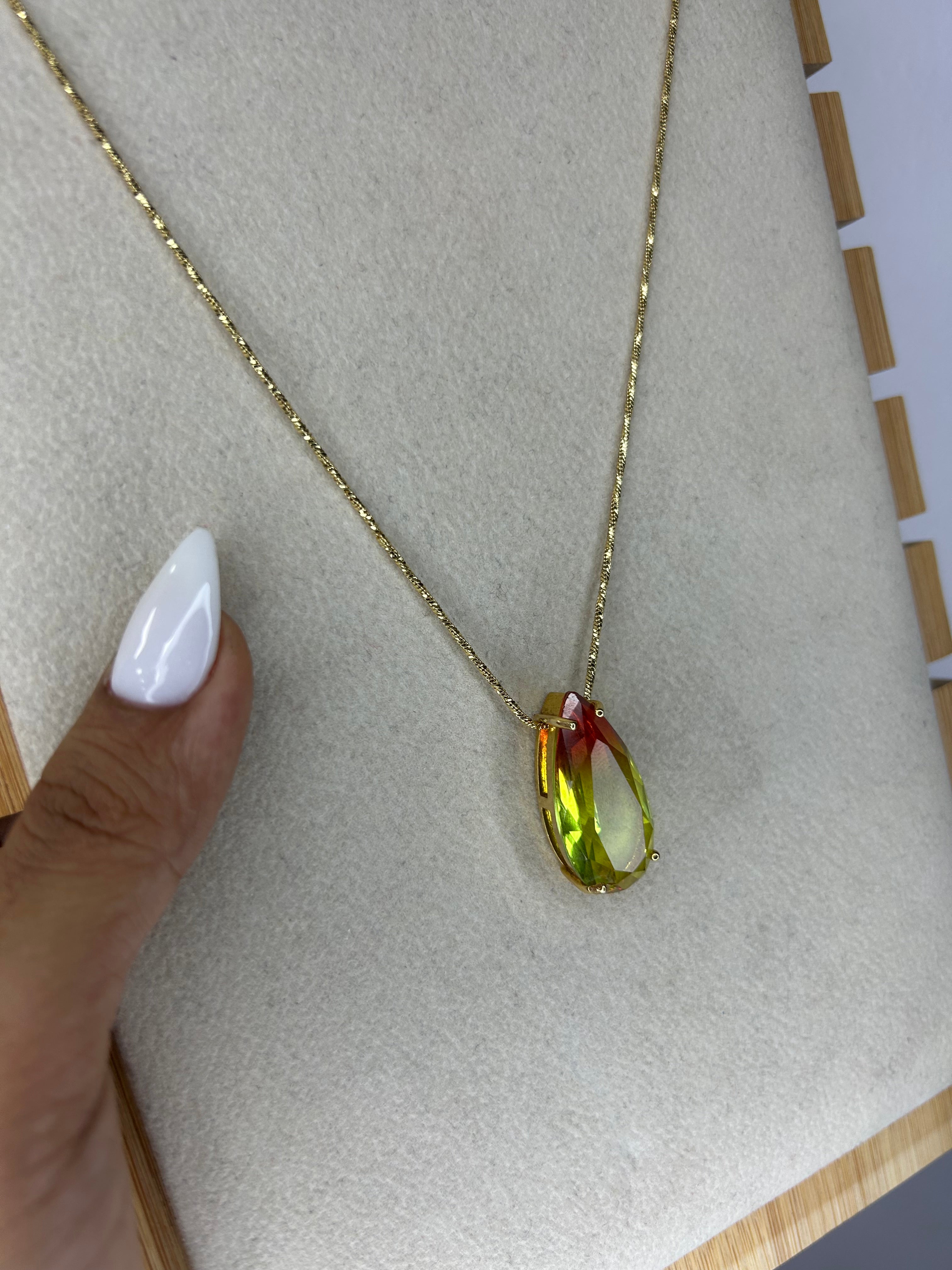 Collar Gota de Cristal Bicolor