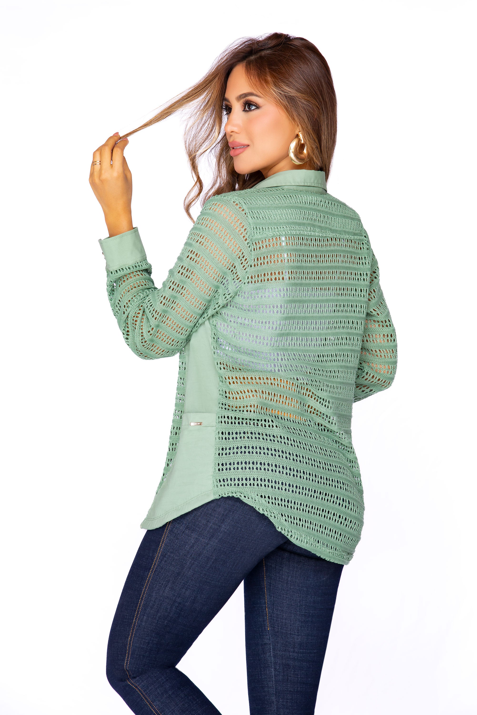 Blusa Verde Calada Oversize