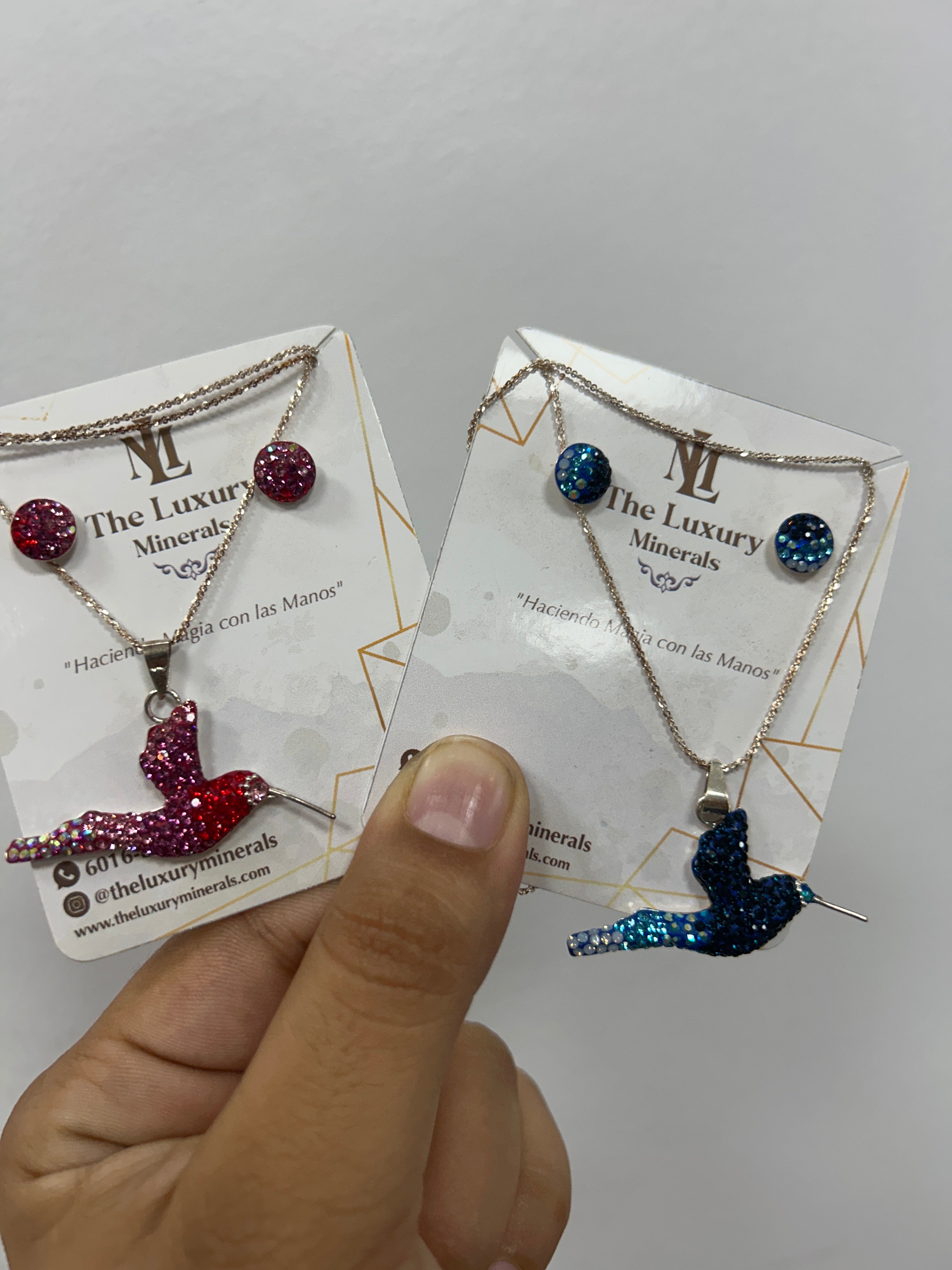 Set Collar y Aretes Colibrí