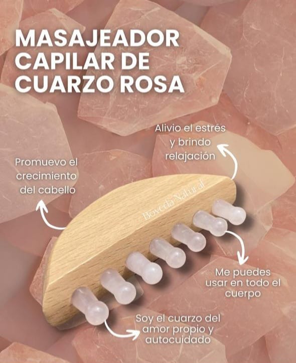 Masajeador Capilar de Cuarzo Rosa