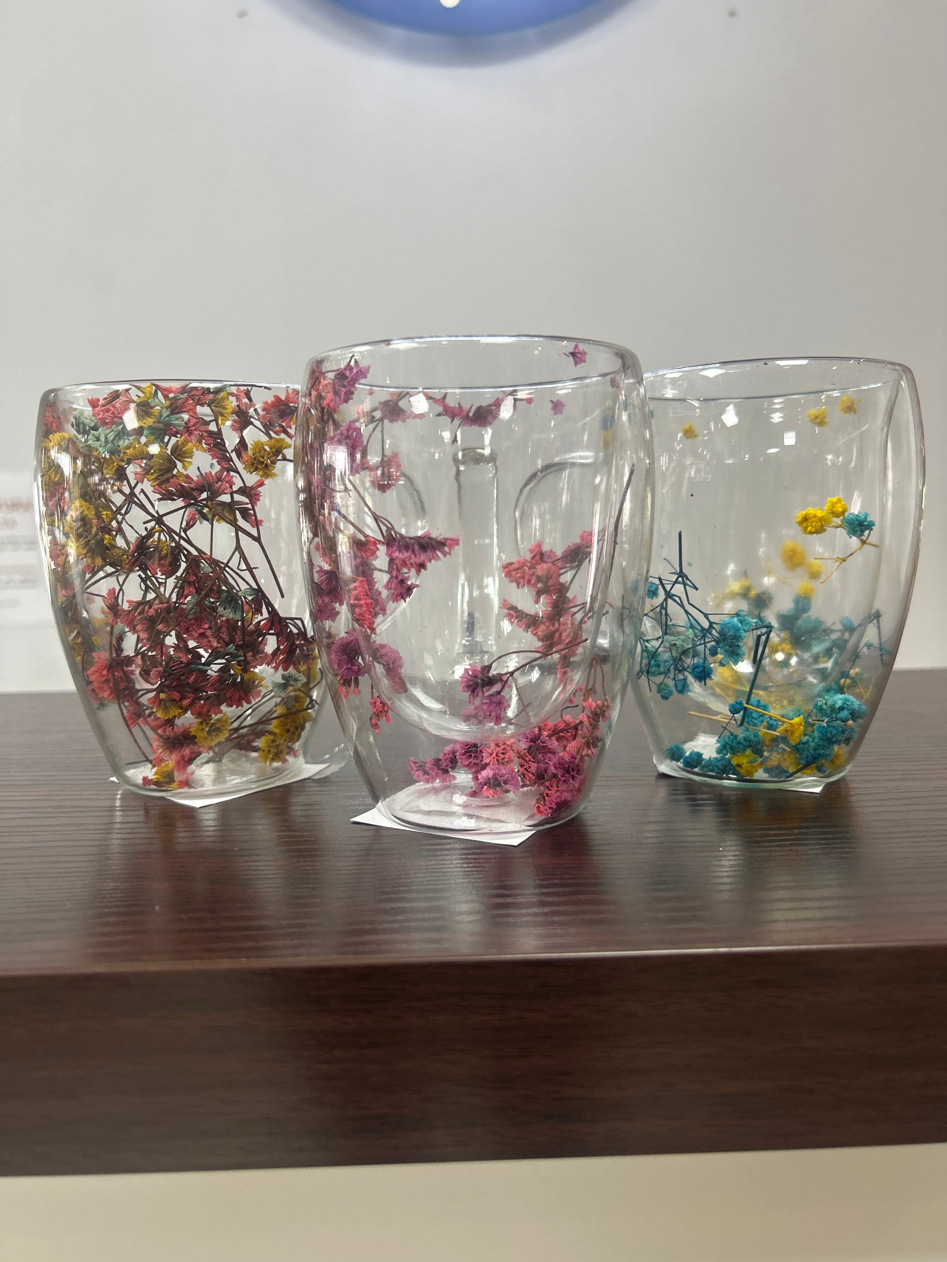 Tazas Transparentes de Flores