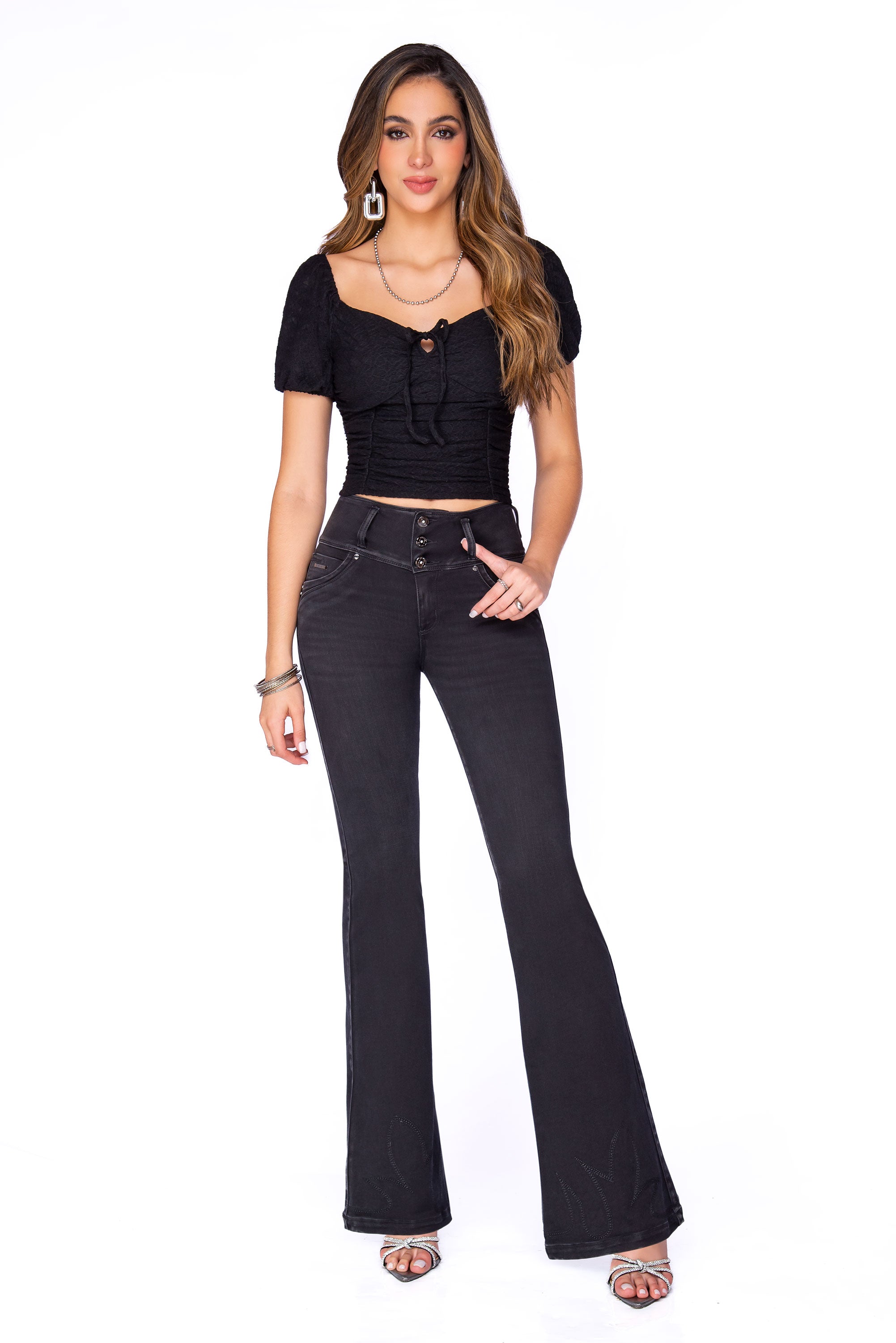 Black Flare Jean 3 Botones
