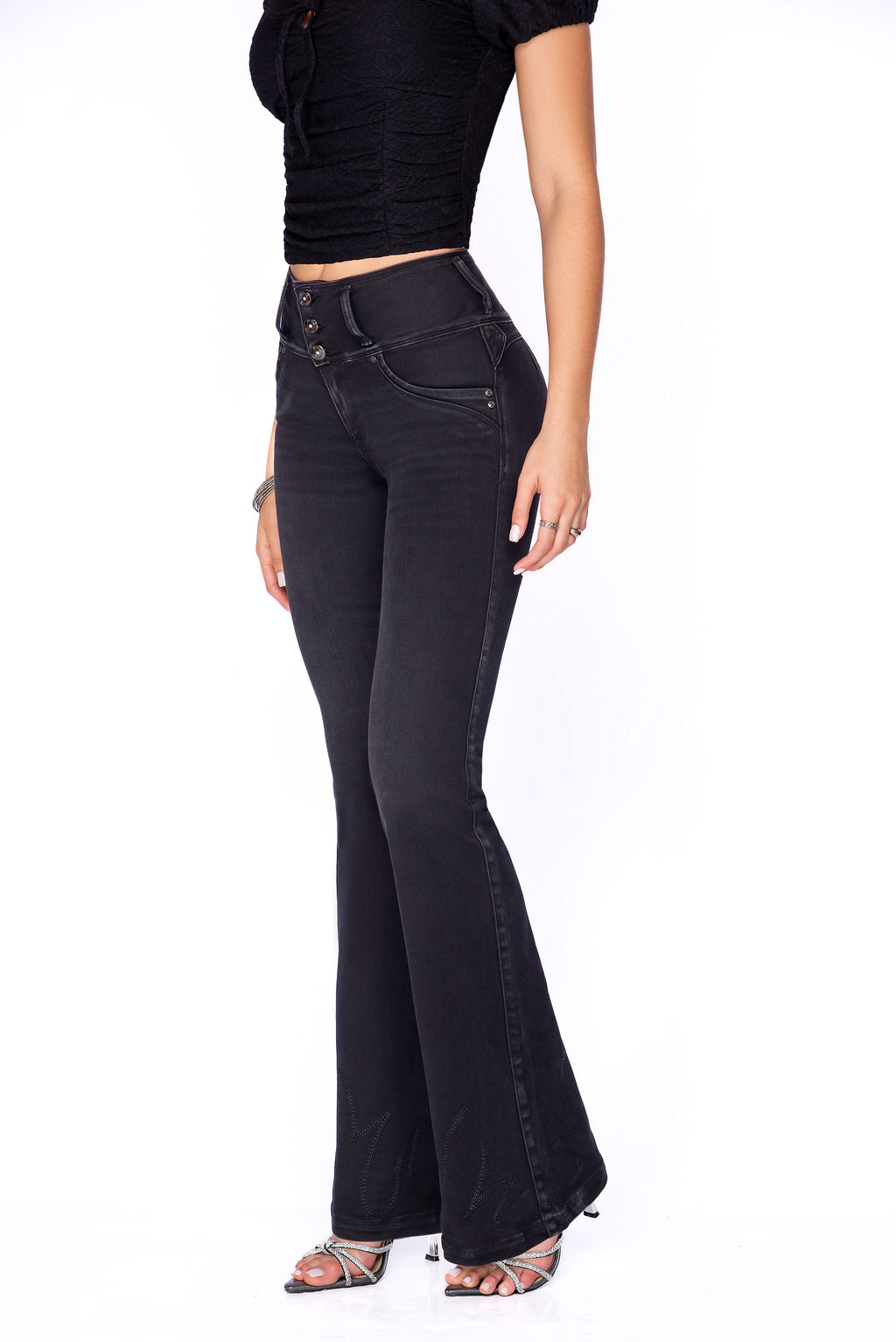 Black Flare Jean 3 Botones