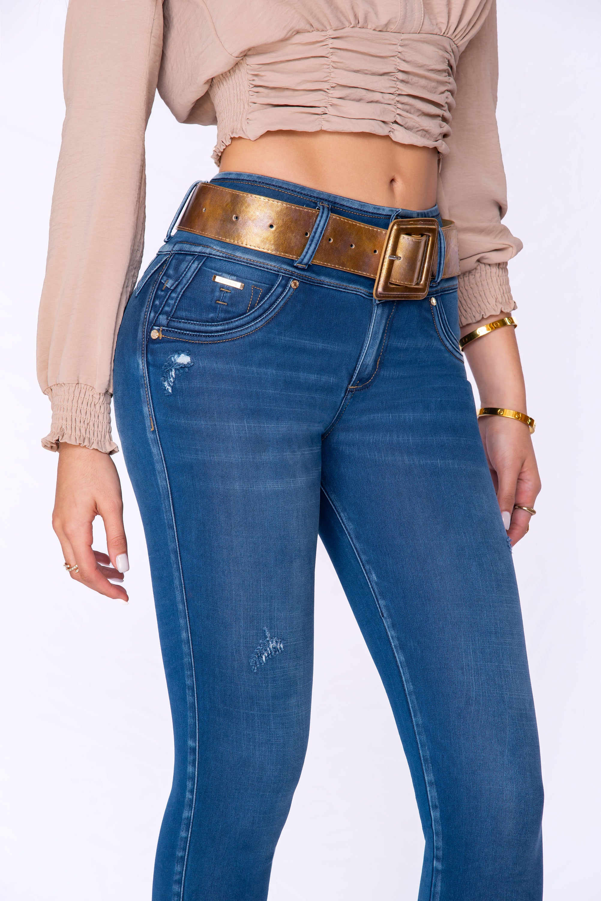Gold Belt Skinny Jean