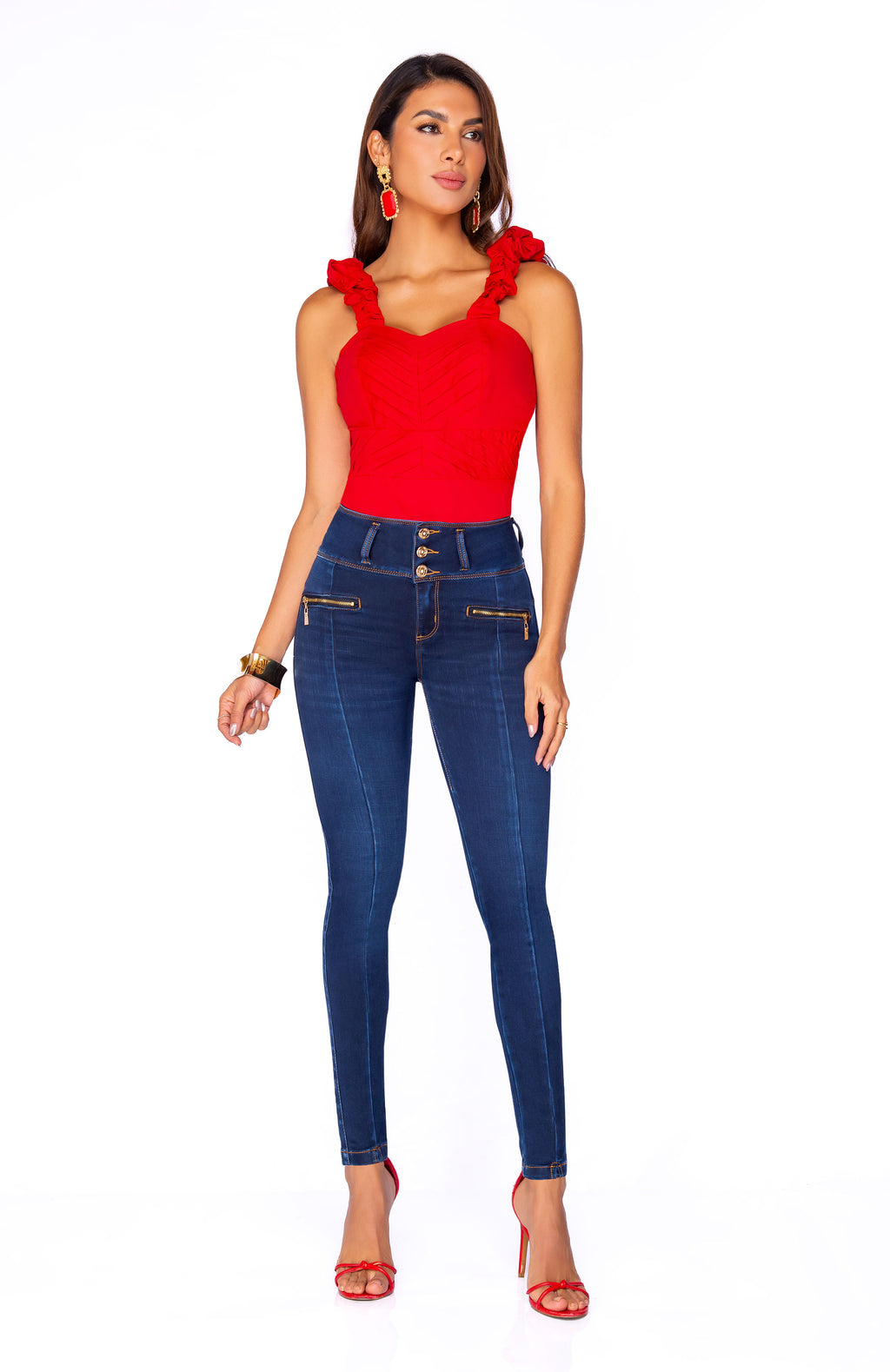 Blusa Roja con Tirantes de Volantes