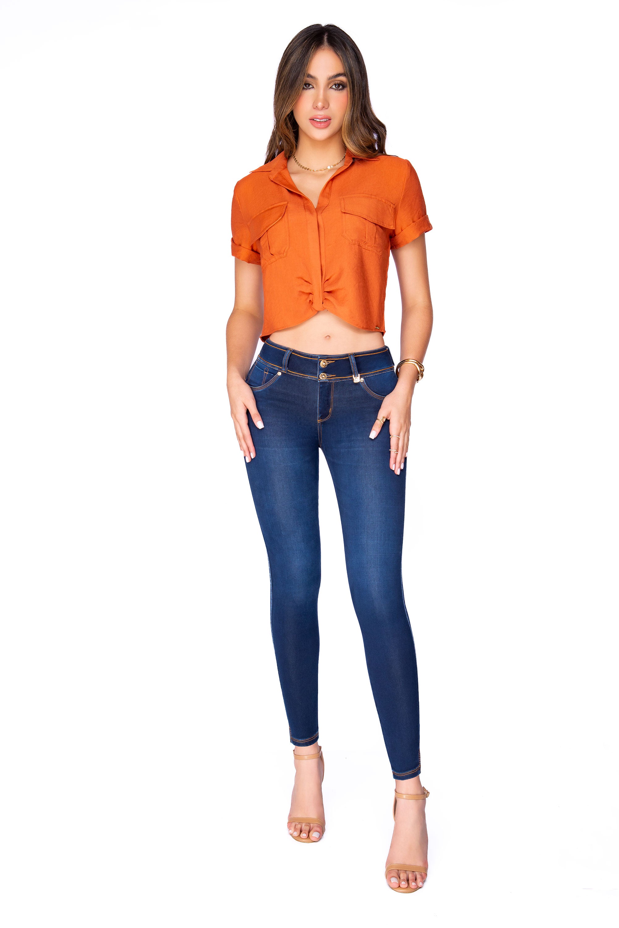 Skinny Jean con Pretina Decorativa