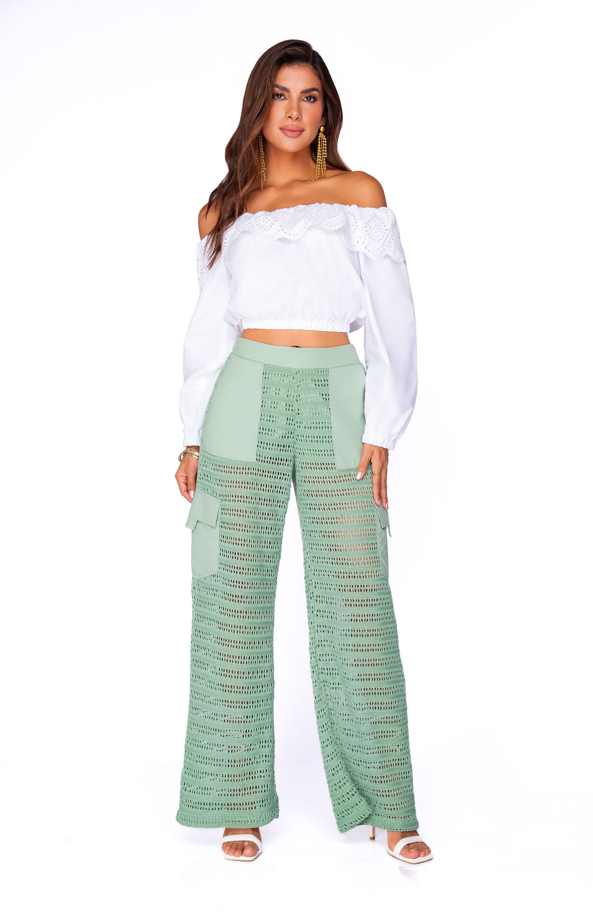 Pantalón Verde Calado Cargo