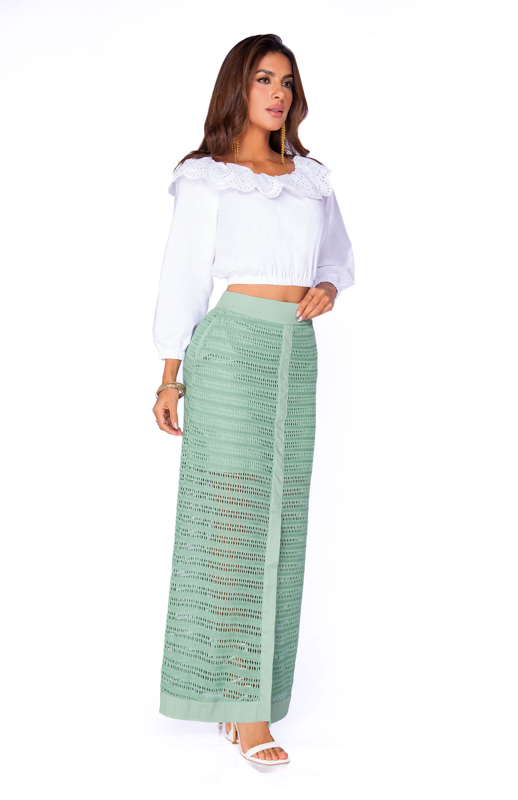 Blusa Off-Shoulder Encaje Blanco