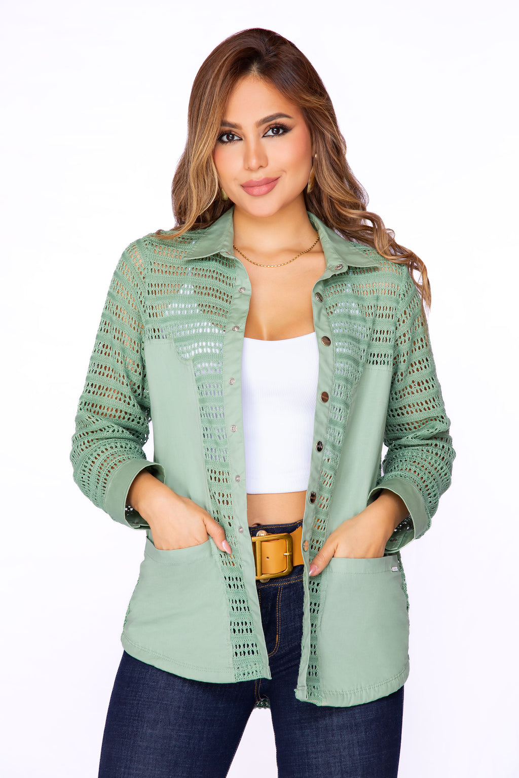 Blusa Verde Calada Oversize