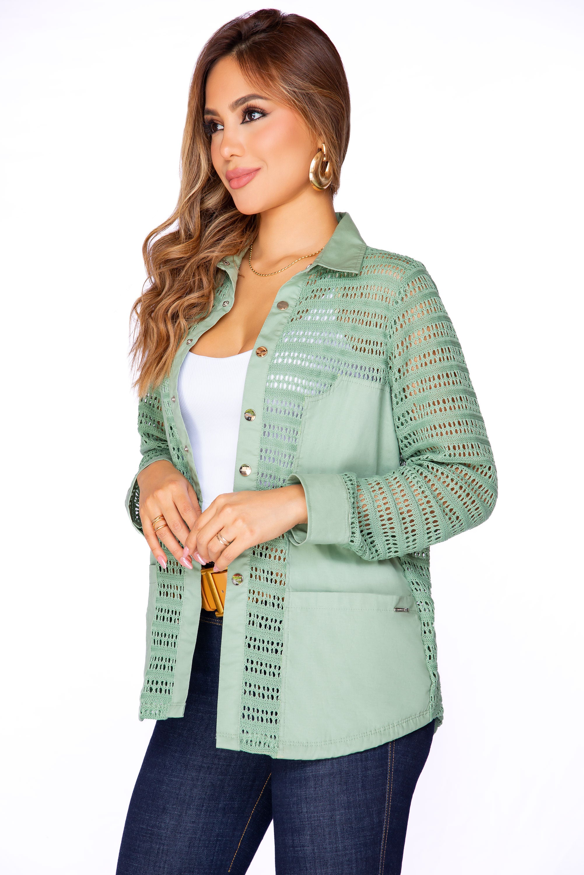 Blusa Verde Calada Oversize