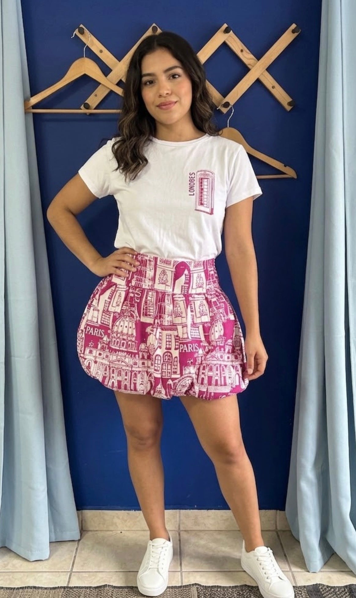 Conjunto Falda Globo Fucsia y Suéter