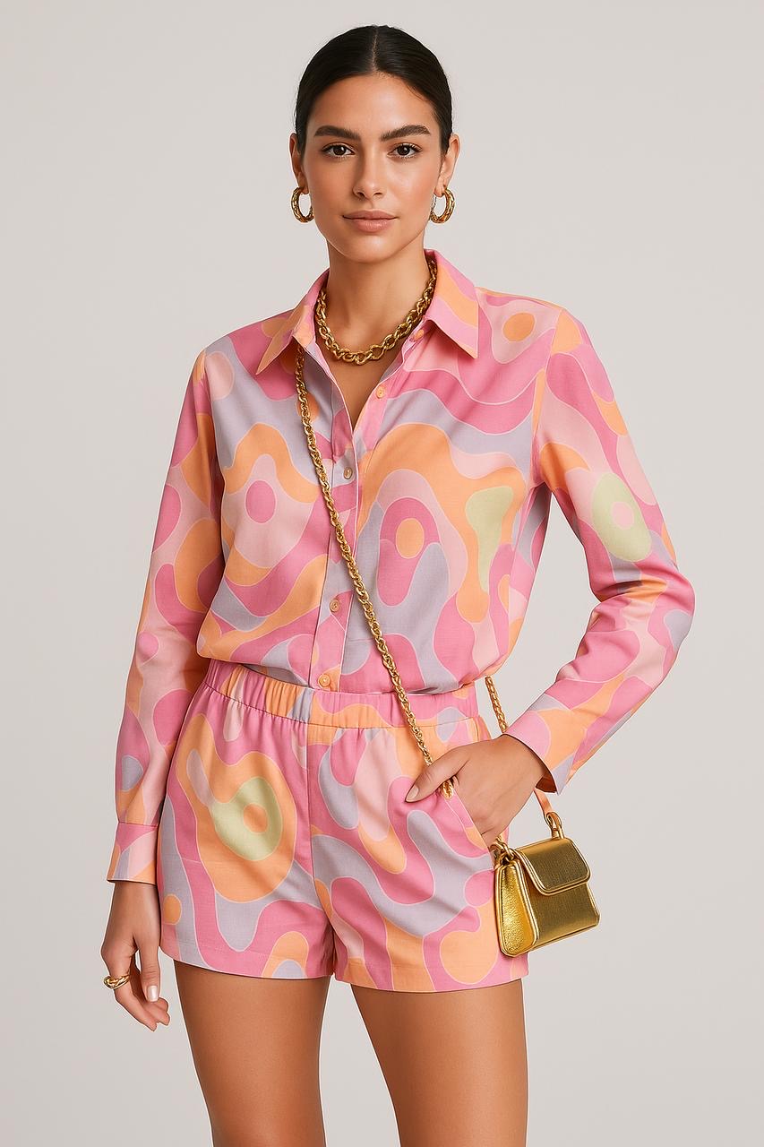 Conjunto Satinado Retro Vibes