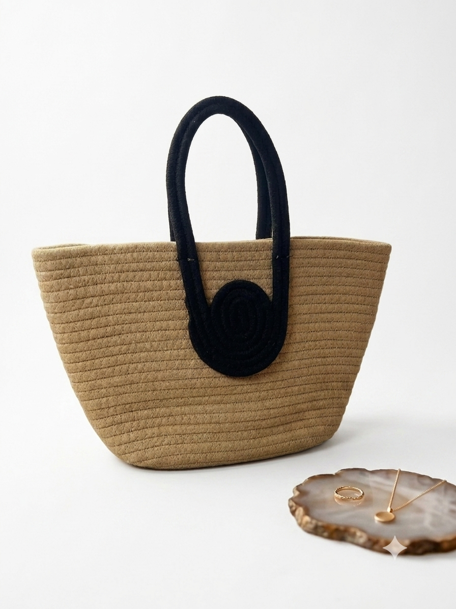 Cartera de Playa Beige/Negro
