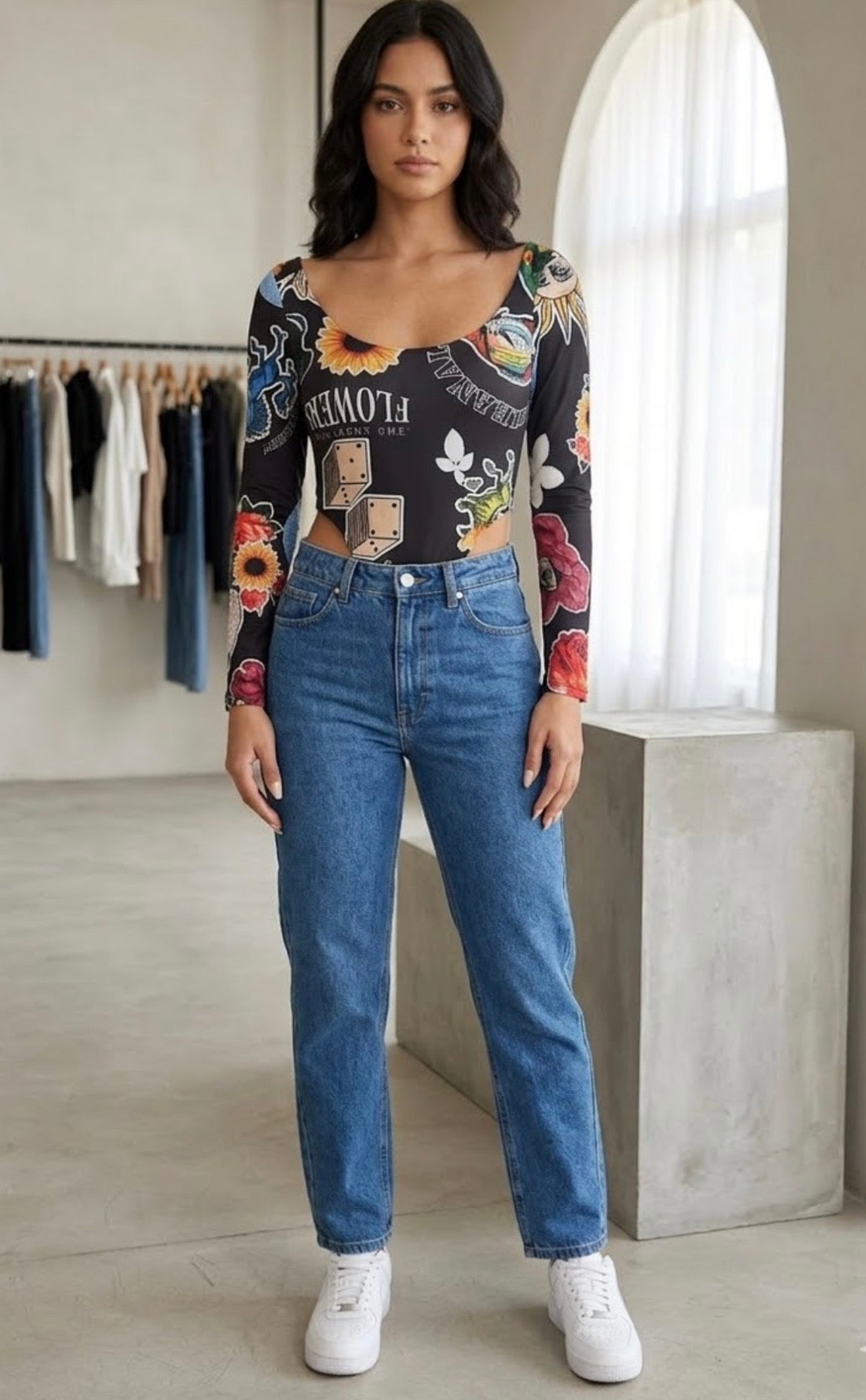 Body Negro Estampado