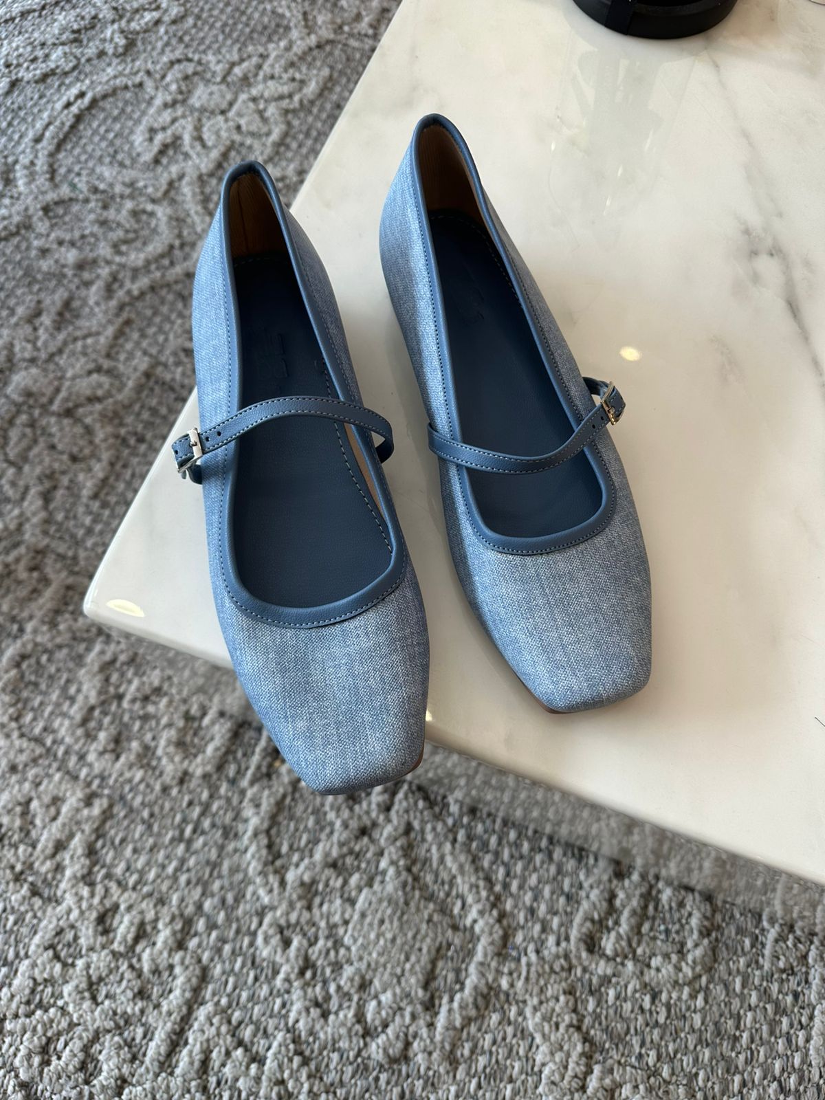 Bailarina Denim Punta Cuadrada