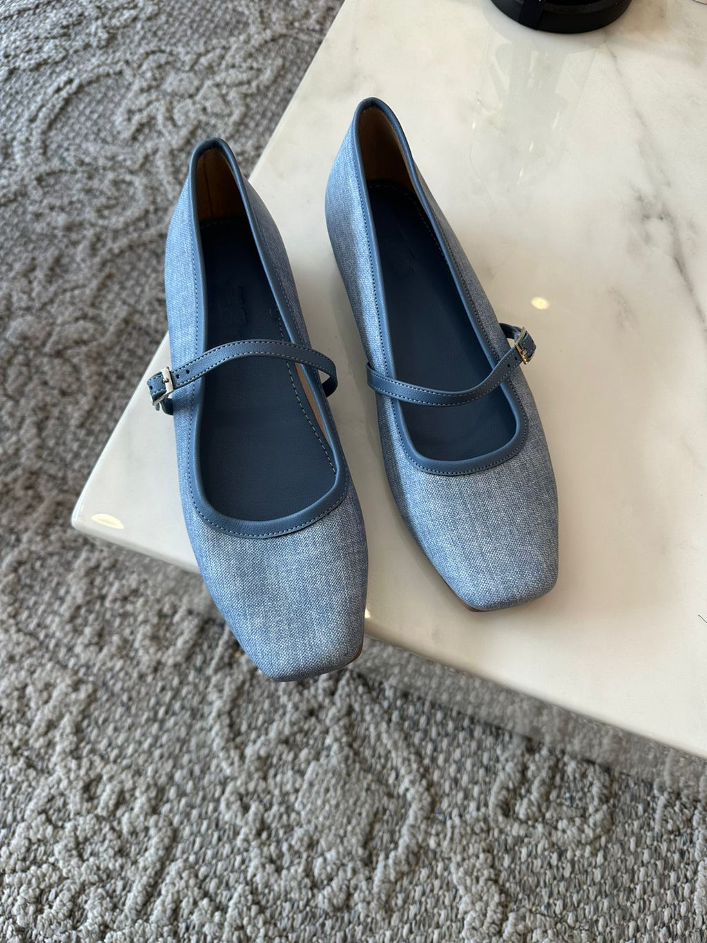 Bailarina Denim Punta Cuadrada