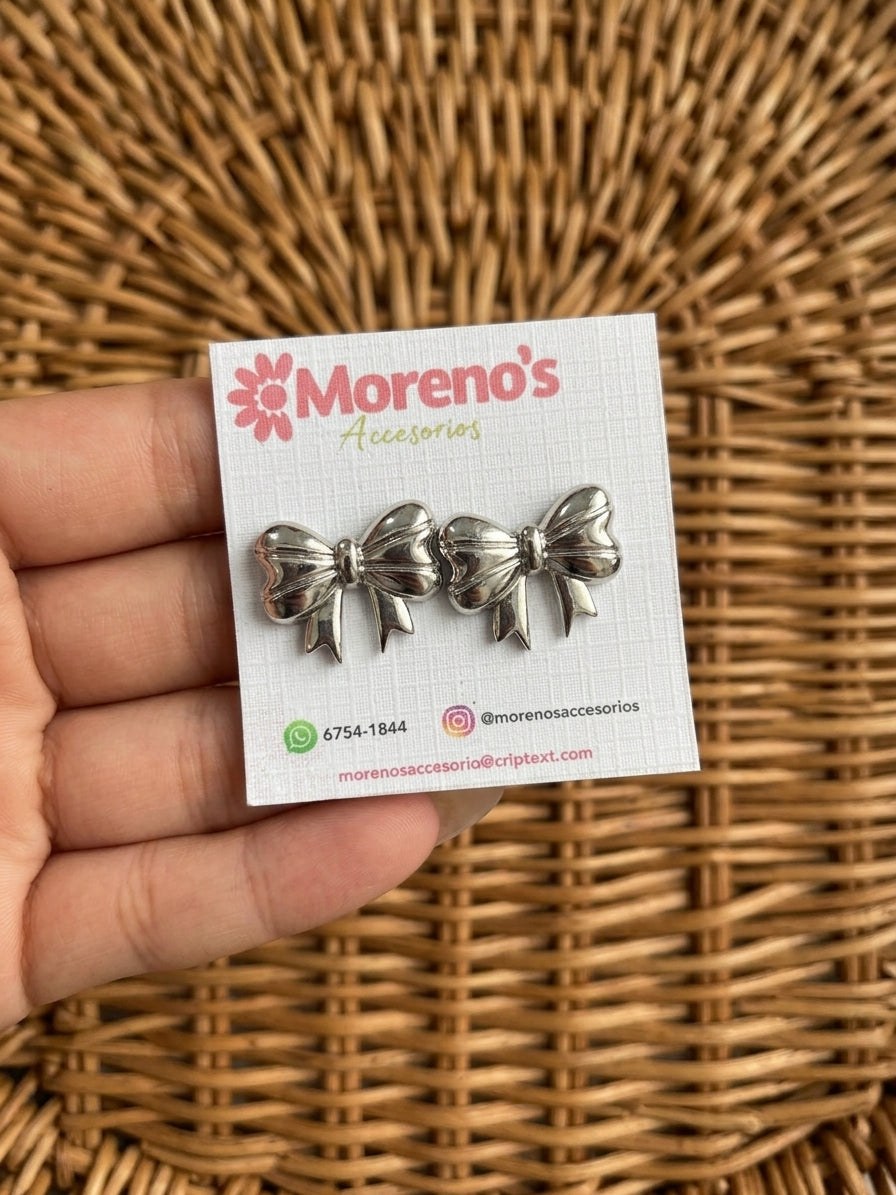 Aretes de Moñitos Plateados