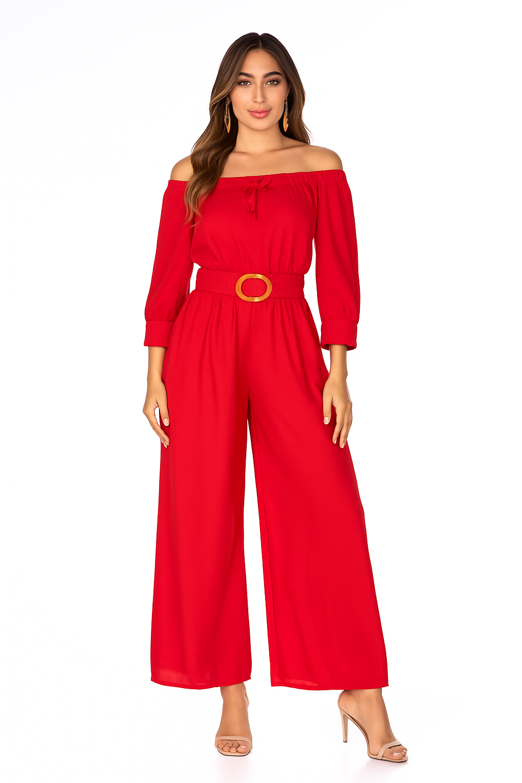 Jumpsuit Off Shoulder Rojo Pasión