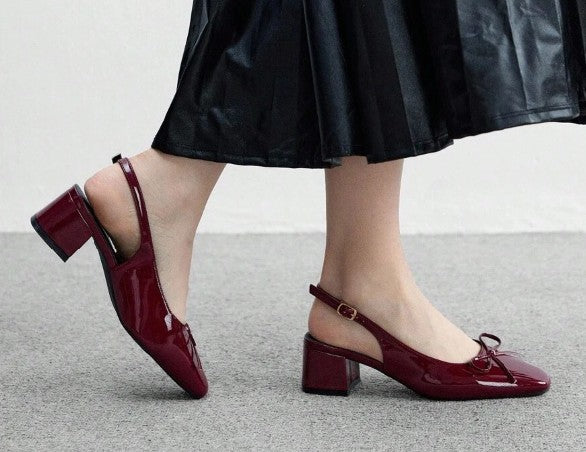 Slingback Charol Lazo Burdeos