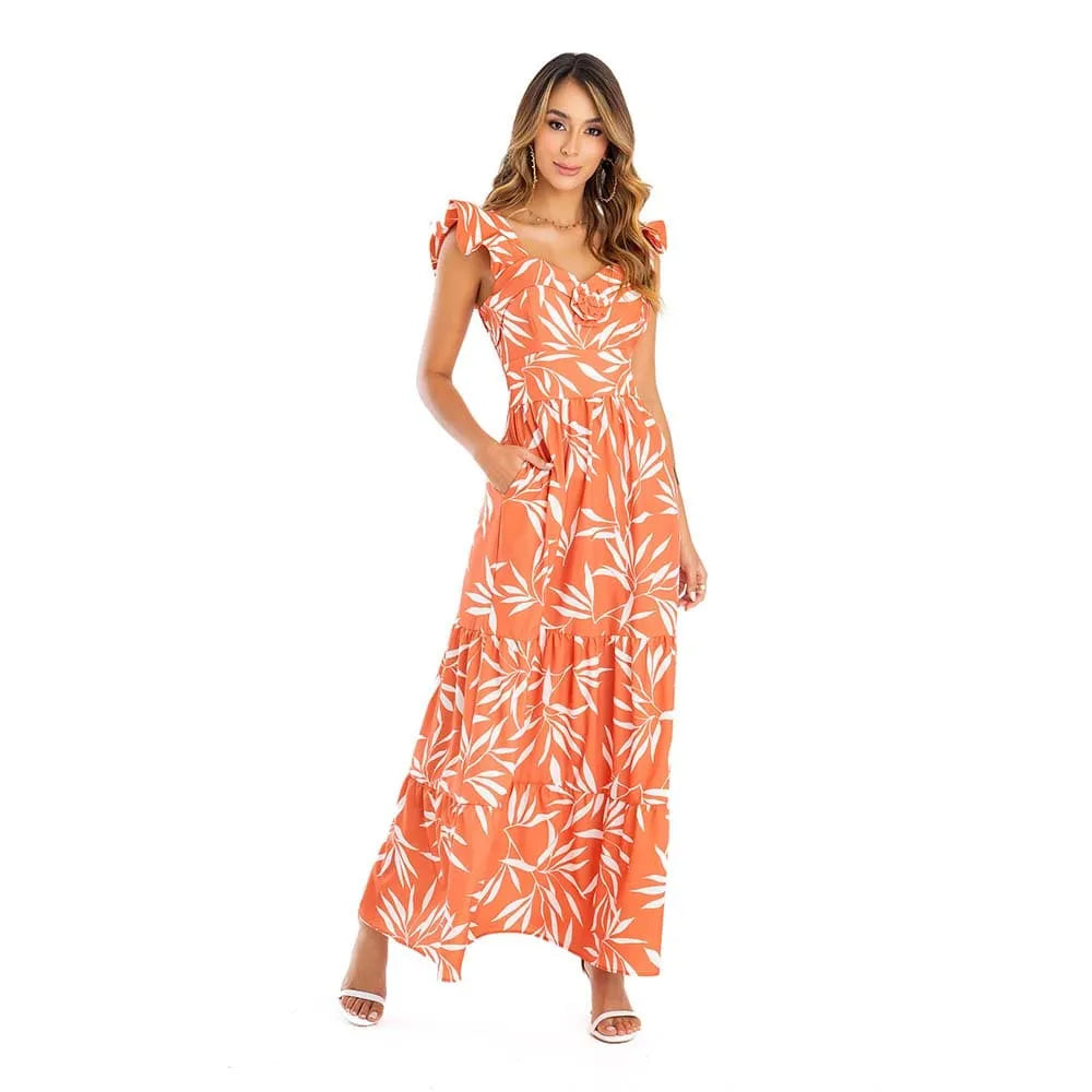 Vestido Maxi Estampado Tropical