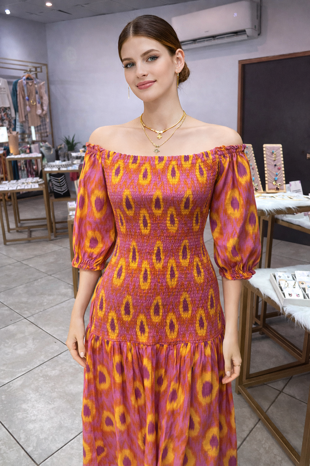 Vestido Fucsia Estampado