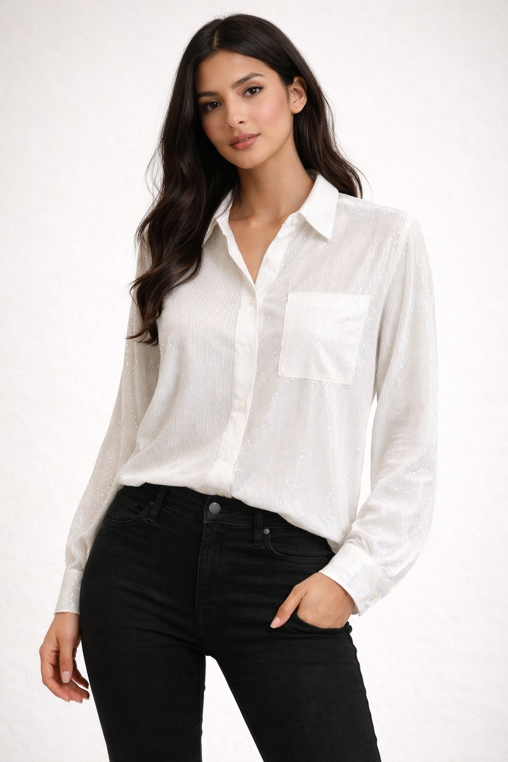Blusa Lentejuelas Blanca