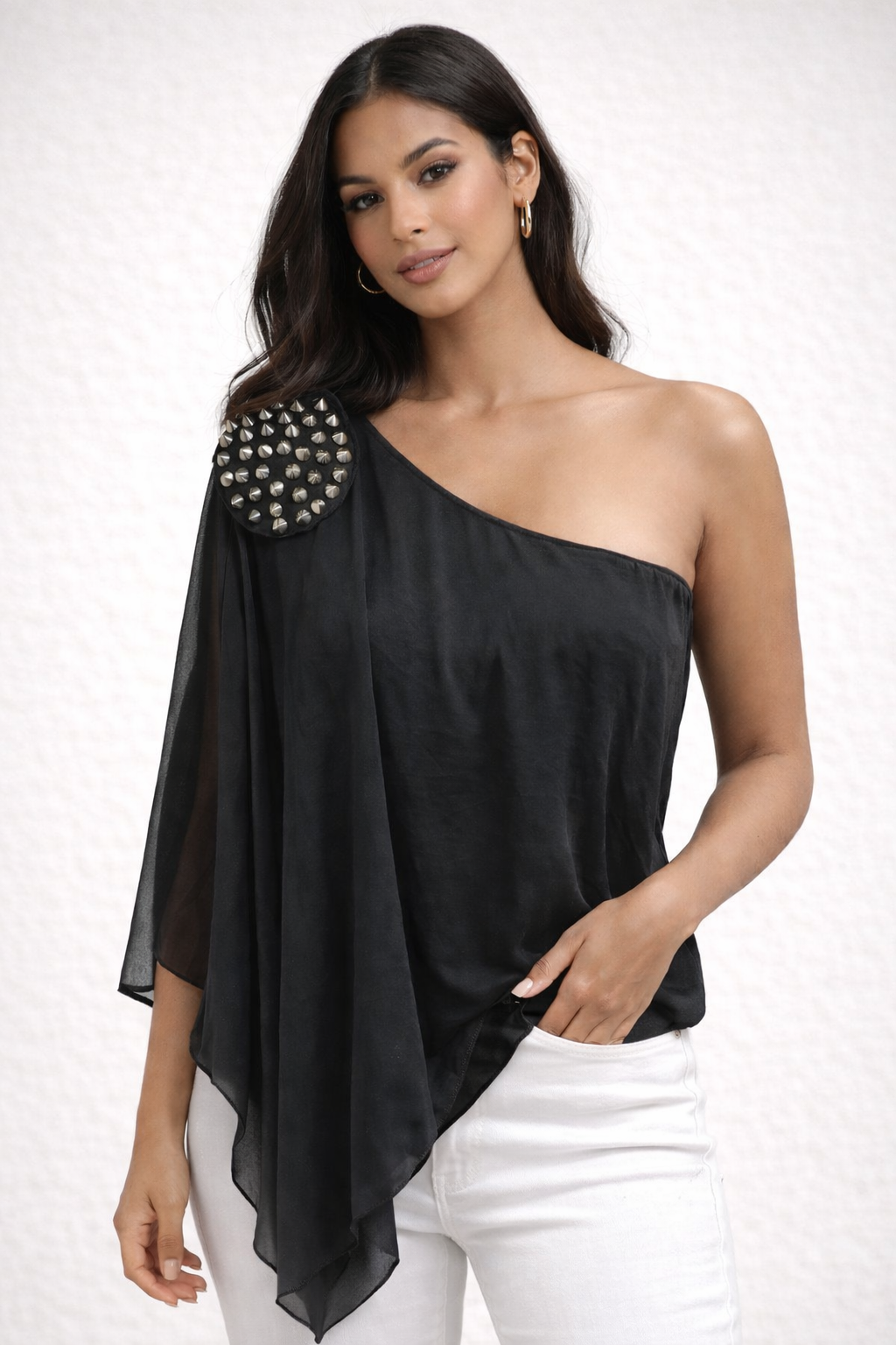 Blusa Asimétrica Negra Elegante