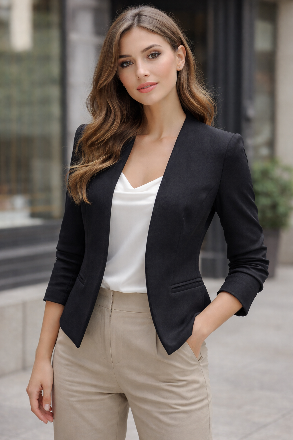 Blazer Crop Top Negro
