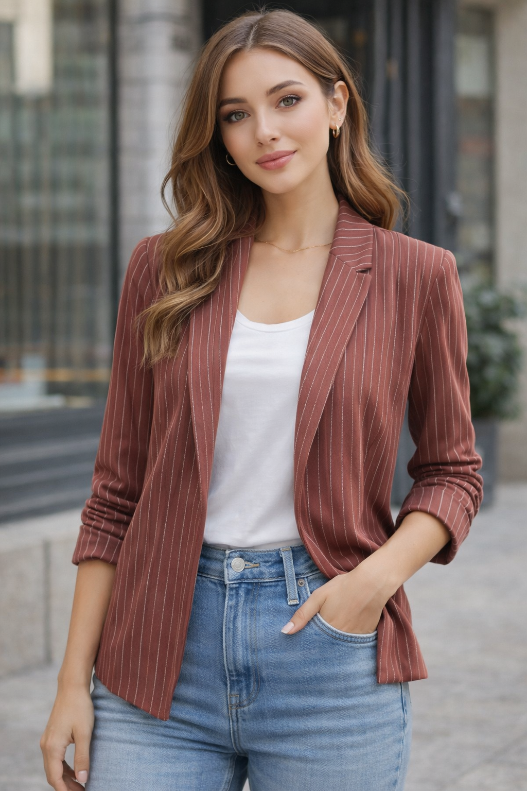 Blazer Rosa Vieja de Rayas