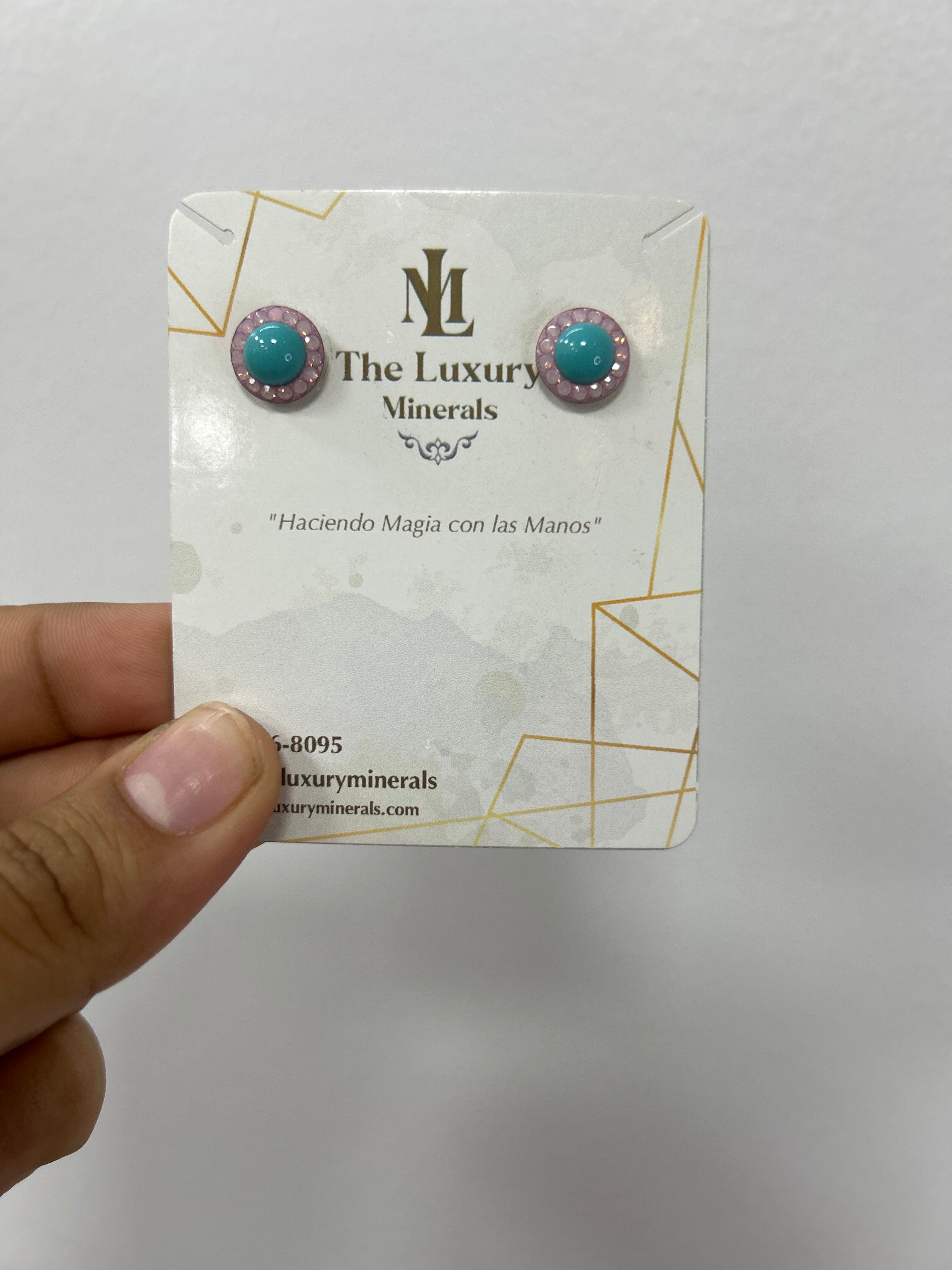 Aretes Redondos Turquesa con Borde Lila