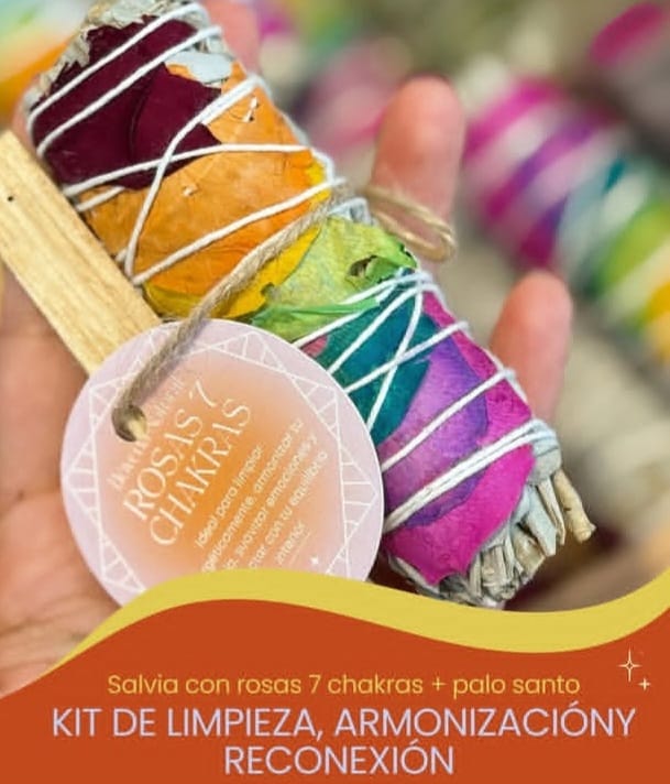 Kit de Limpieza, Armonización y Reconexion – Rosas 7 Chakras + Palo Santo
