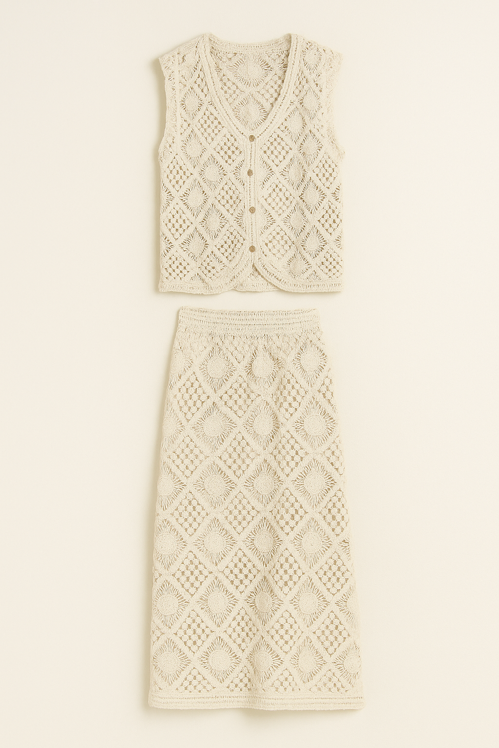 Conjunto Crochet Boho Beige