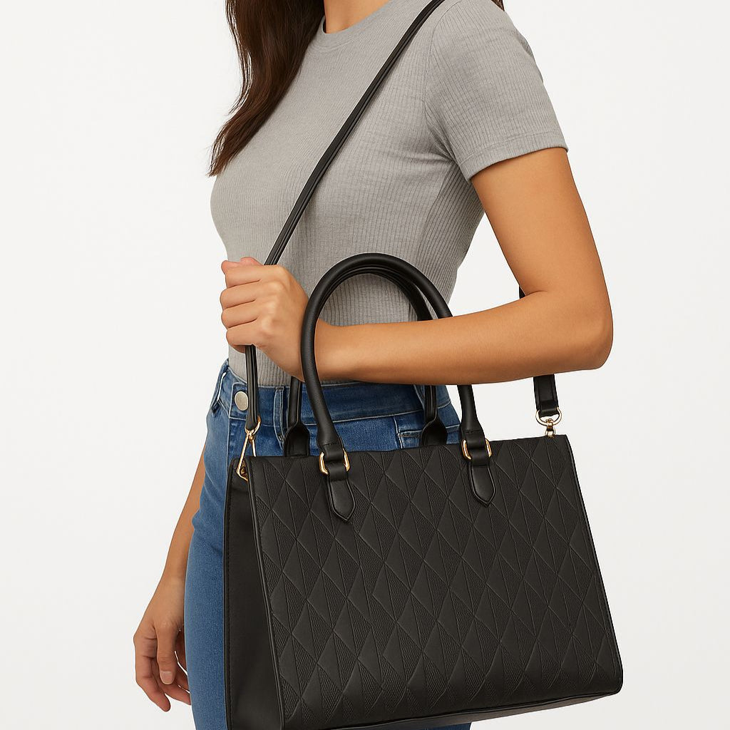 Cartera Elegancia Geométrica Negra