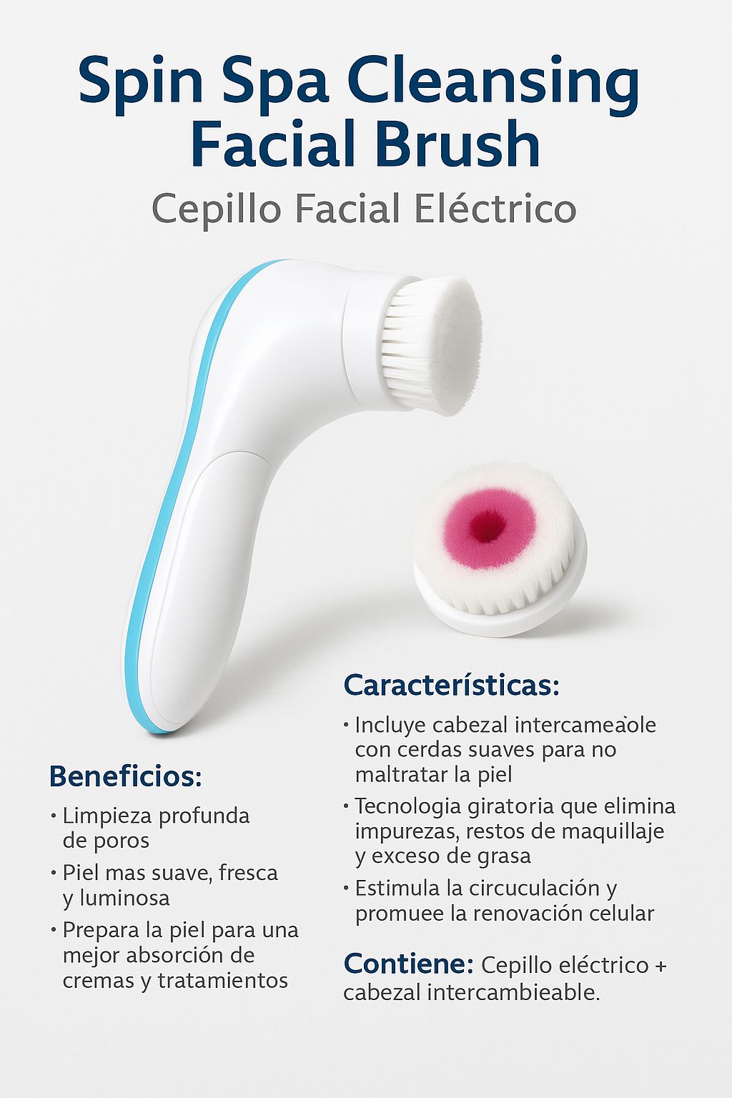 Spin Spa Cleansing Facial Brush – Cepillo Facial Eléctrico