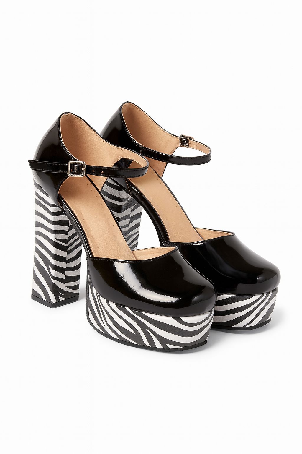 Zapatos Plataforma Mary Jane Zebra