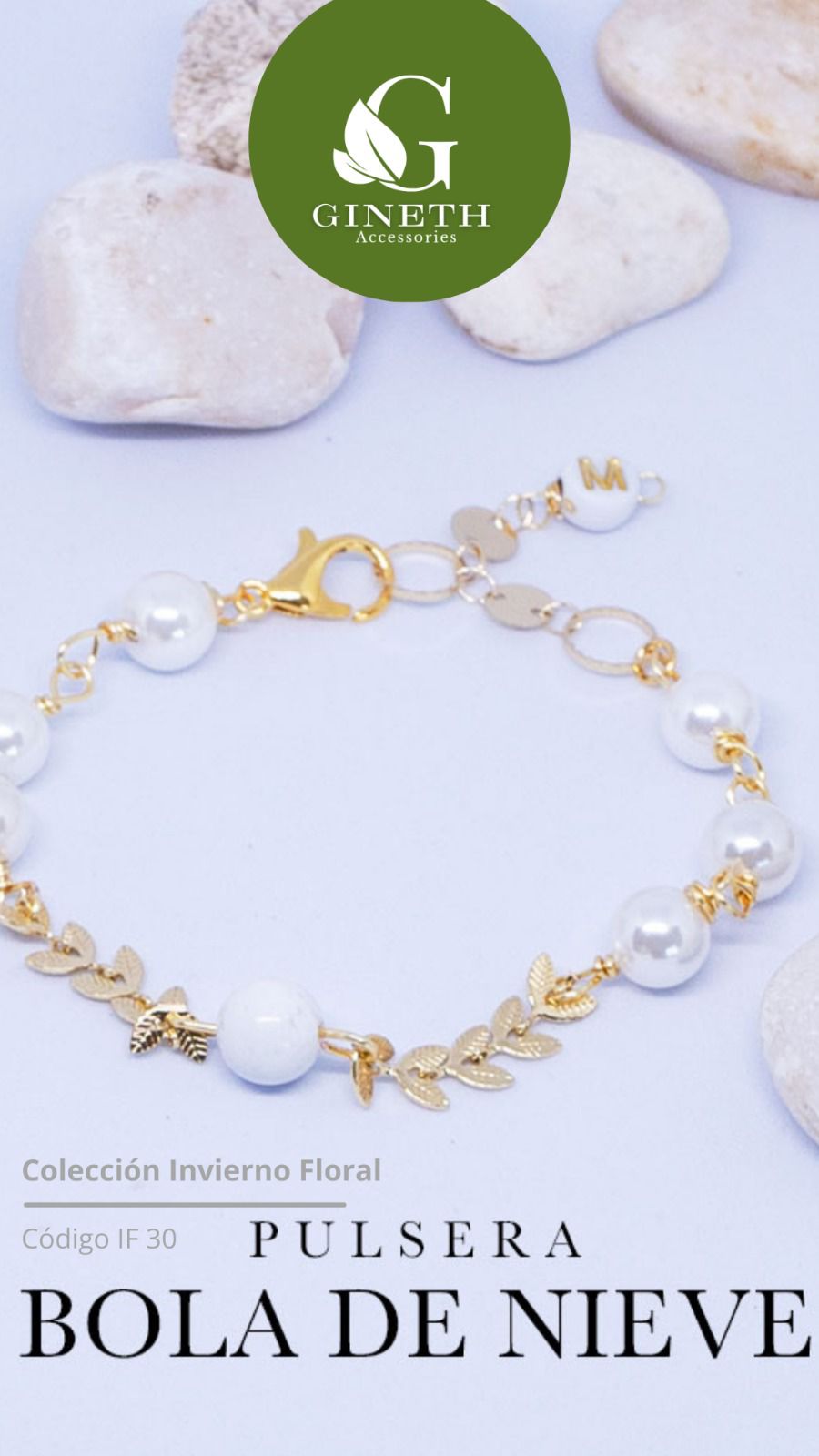 Pulsera “Bola de Nieve” – Colección Invierno Floral