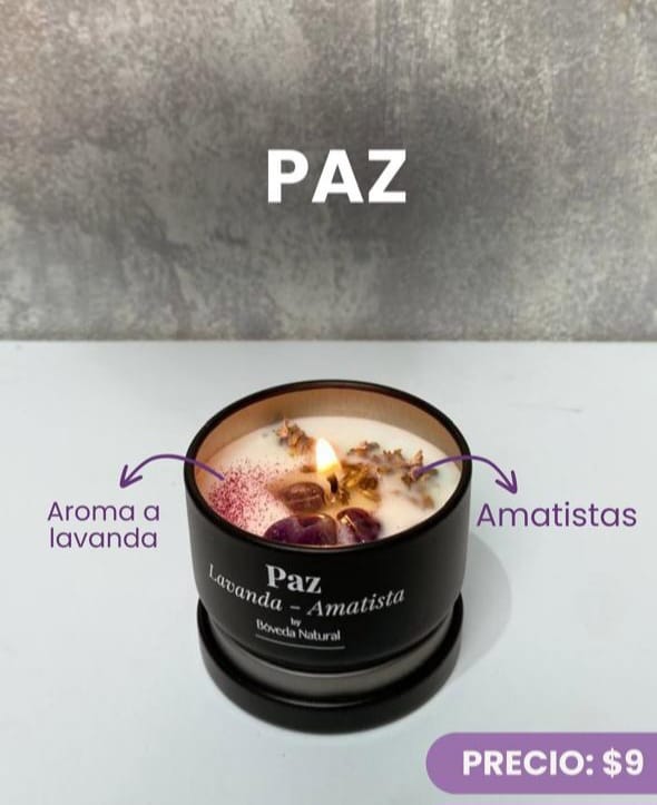 Vela Aromática “Paz” – Lavanda & Amatista