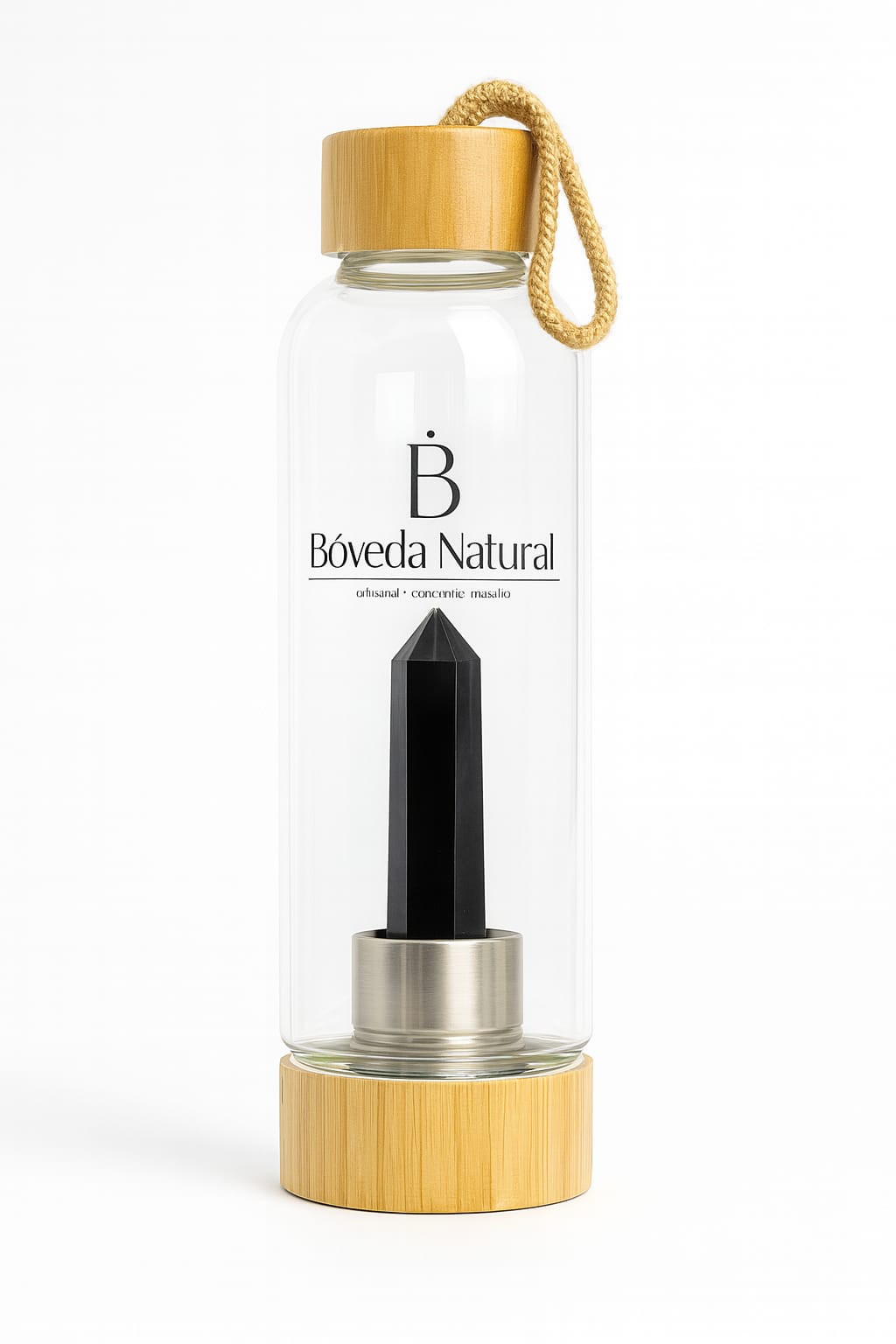 Botella de Cristal con Cuarzo Obdisiana