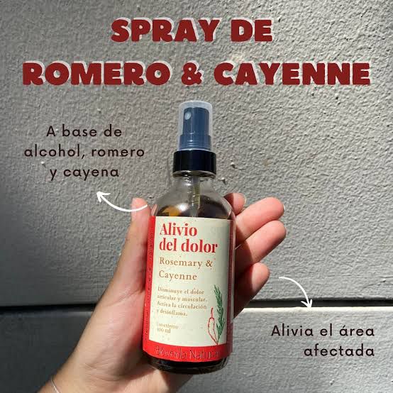 Spray Natural de Romero & Cayenne – Alivio del Dolor