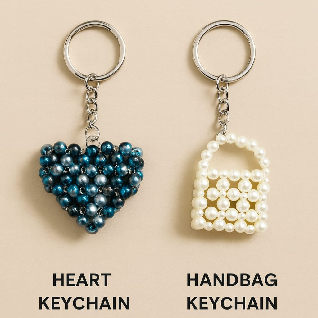 Llaveros Artesanales de Perlas – Corazón y Mini Bolso