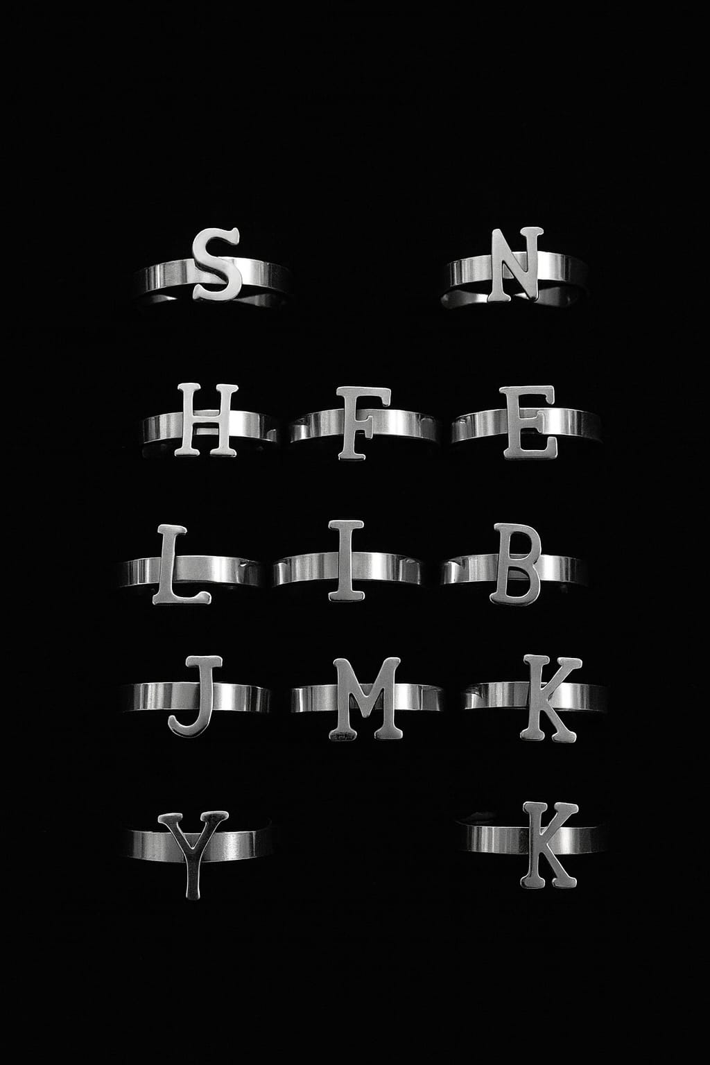 Anillos de Acero Inoxidable con Iniciales