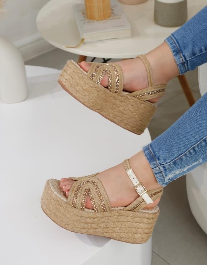 Sandalias Riviera Yute – Brillos Dorados YLO