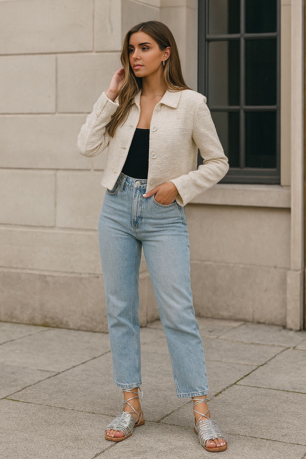 Sandalias Plateadas de Cordones